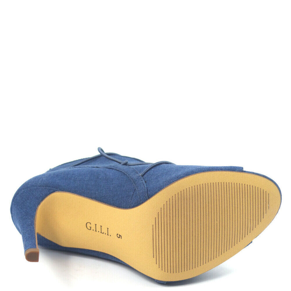 G.I.L.I. Peep Toe Bungee Front Booties Kaarina Medium Denim - Medium - Picture 6 of 7